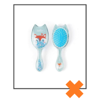 Haarborstel vos blauw mini